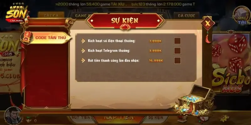 Các trò chơi nổi bật tại cổng game bài Sonclub